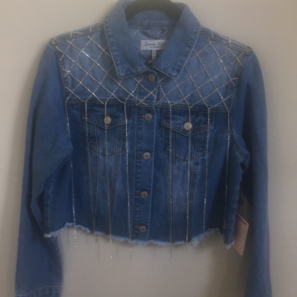 COPY - Women’s denim jacket rhinestone tassels NWT - Picture 5 of 10